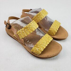 Korks Woven Callista Sandal Women 8 Yellow Faux Leather Slingback Strap KorkEase